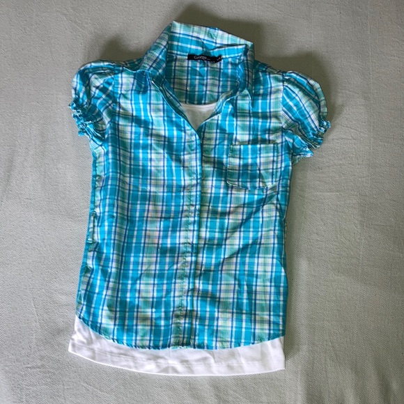 Girls Attached Tank Top Plaid Shirt - Picture 1 of 7